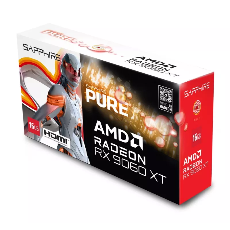 SAPPHIRE PURE Radeon RX 9060 XT Gaming OC 16GB placa gráfica
