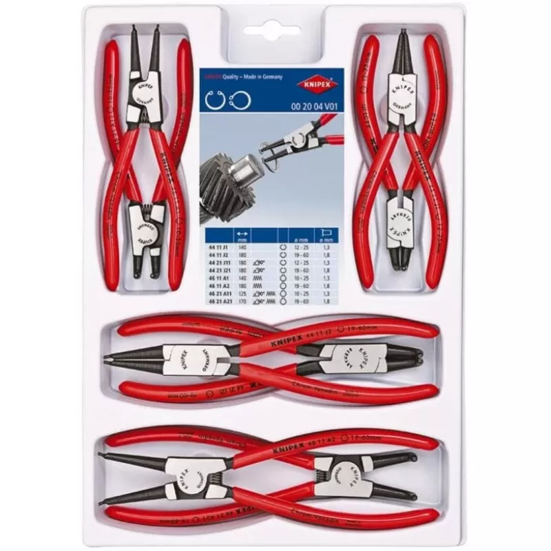 CONJUNTO DE ALICATES PARA ANÉIS DE SEGURANÇA KNIPEX 8 peças