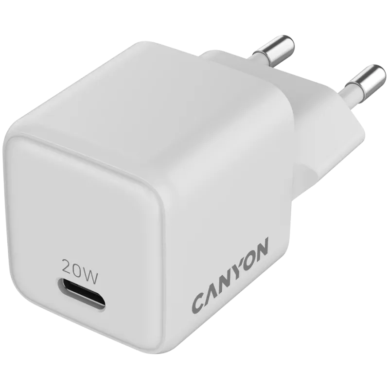 Carregador CANYON CU20C GaN 20W 1xPD UE branco
