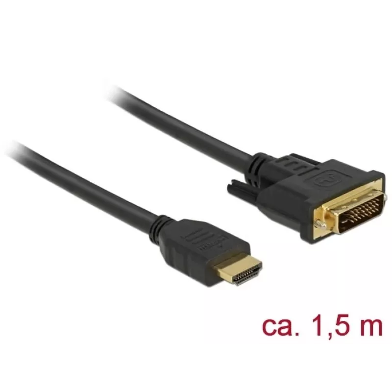 Adaptador de cabo de vídeo DeLOCK 85653 1,5 m HDMI Type-A DVI preto