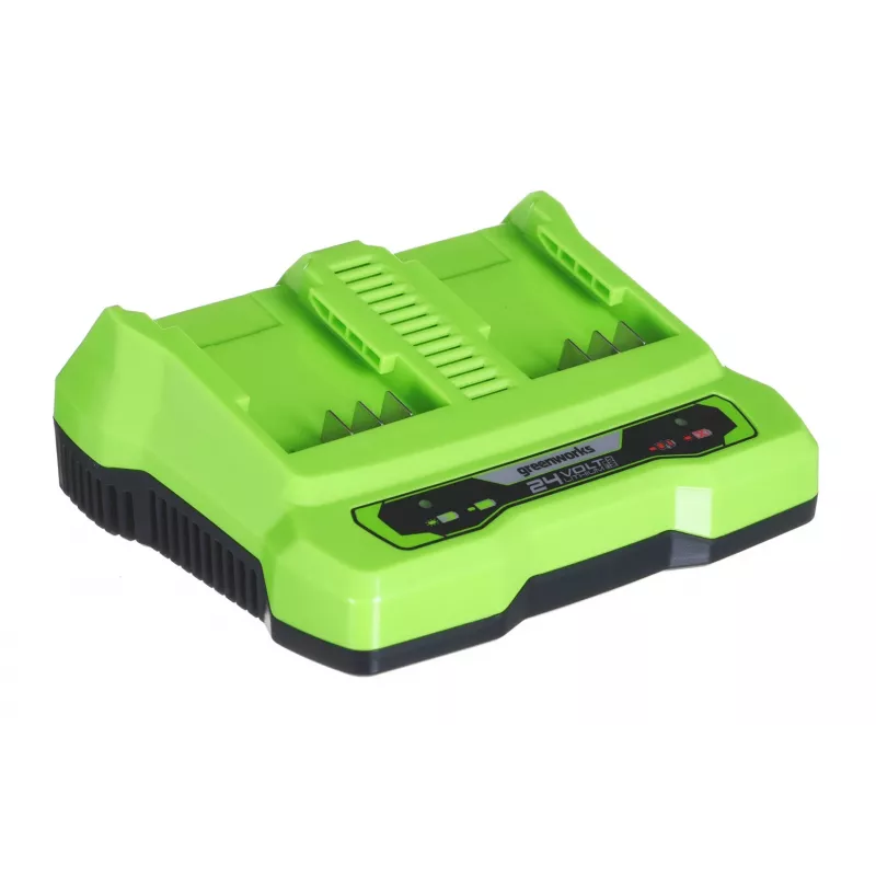 Carregador GreenWorks G24X2UC2 Dual-Slot 24V Li-Ion, 4A, 2 células, carregamento rápido