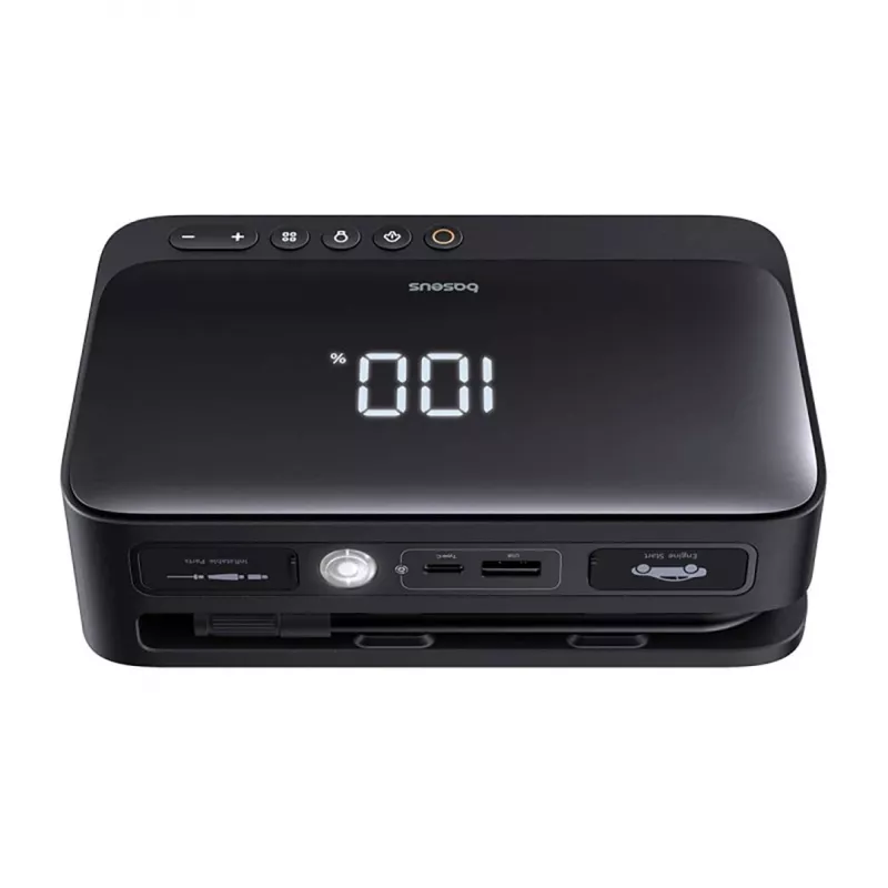 Baseus Super Energy arrancador de bateria para automóvel, 600 A, 6000 mAh, com compressor, preto