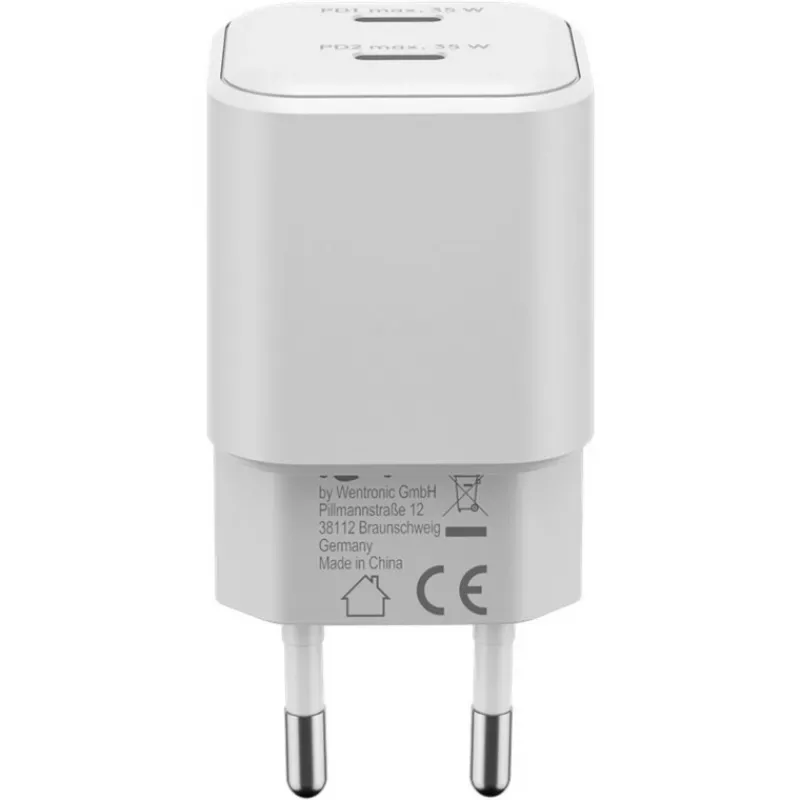 Carregador duplo rápido USB-C Nano, PD, GaN, 35 Watt (branco, 2x USB-C, Power Delivery 3.0)