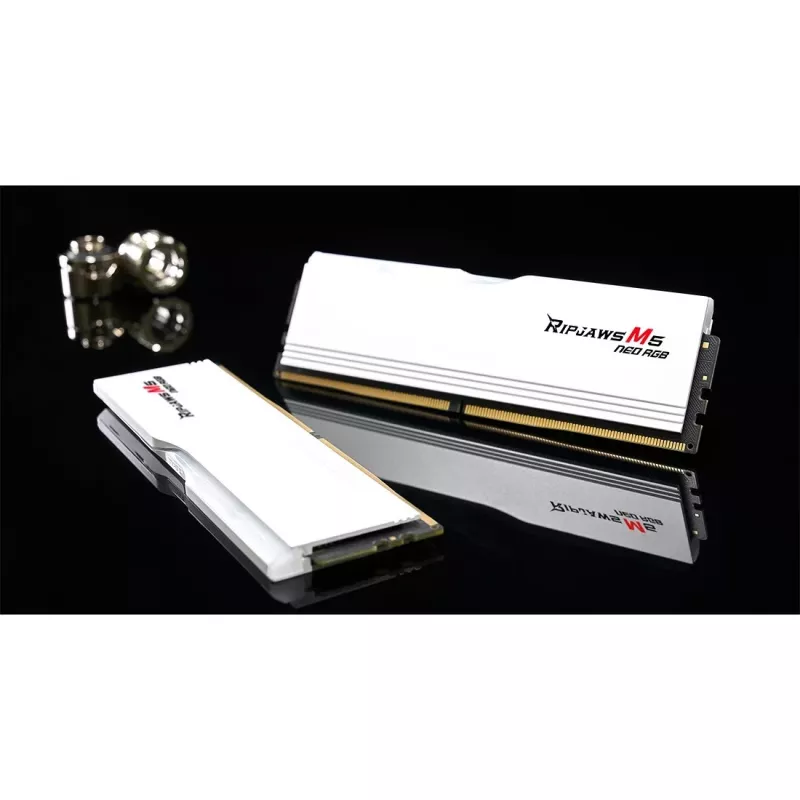 DIMM 64 GB DDR5-6000 (2x 32 GB) Dual-Kit, memória RAM branca, F5-6000J3040G32GX2-RM5NRW, Ripjaws M5 Neo, AMD EXPO