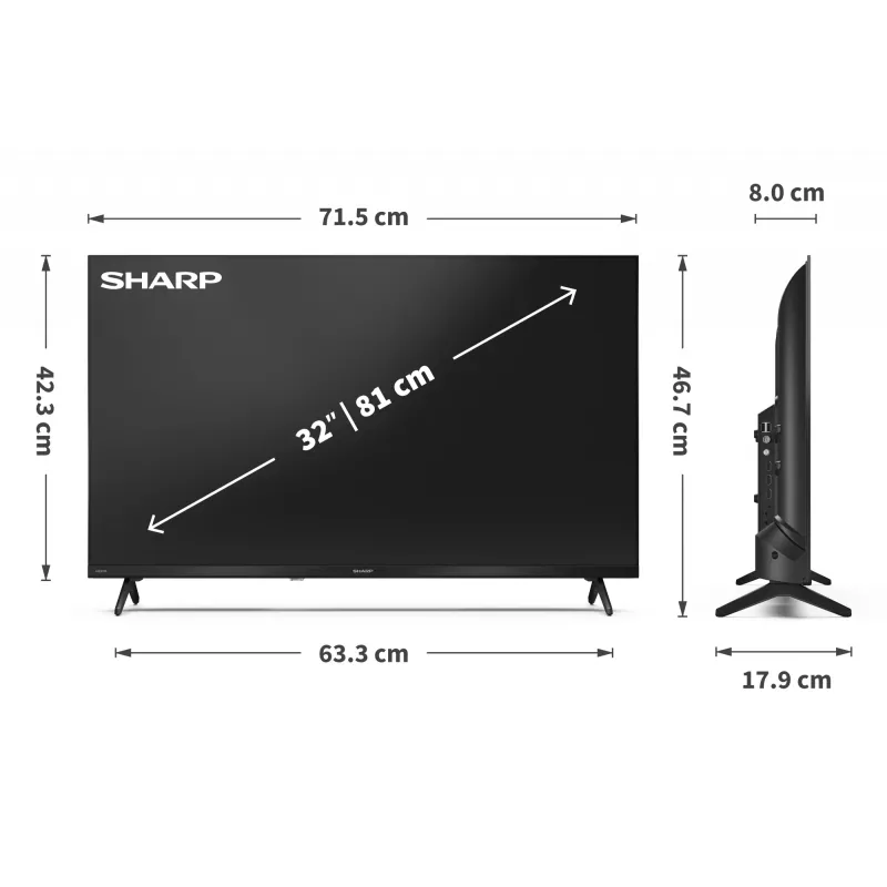 Sharp 32HF2265E TV 81,3 cm (32 polegadas) HD Smart TV WLAN preto
