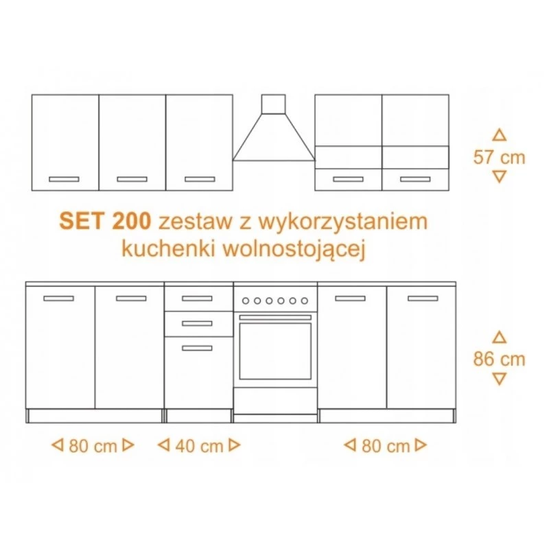 Topeshop KUCHNIA SET 200 BIEL conjunto de mobiliário de cozinha/sala de jantar