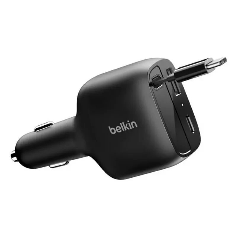Belkin 75W 2-Port w Retractable USB-C Cbl Car - Cabo (CCC001HQBK)