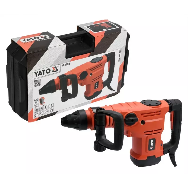 Martelo perfurador YATO YT-82135 1600 W SDS Max, 25 J de energia de impacto, até 52 mm de perfuração em betão