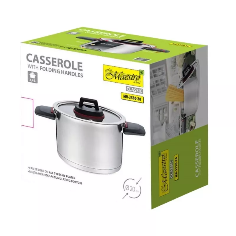 Panela Maestro MR-3530-20 com pegas rebatíveis 3,2 l