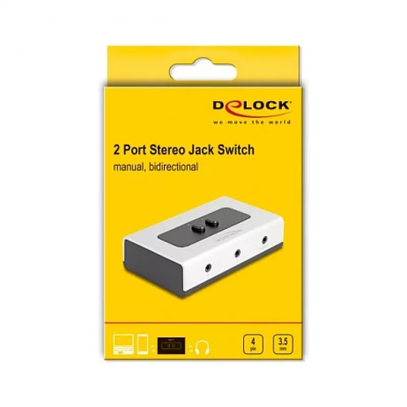 Comutador de áudio DeLOCK 88061 preto cinzento 3,5 mm entrada saída