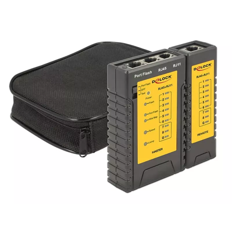 Testador de cabos Delock + localizador de portas - conjunto de testador de rede (86407)