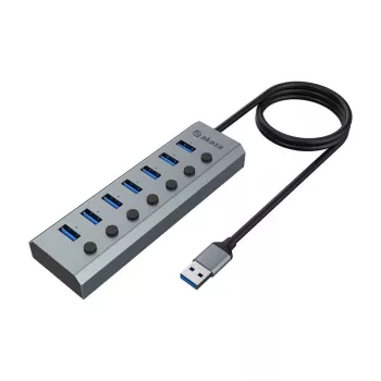 Hub USB Akasa AK-HB-21BKCM alumínio USB 3.2 Gen 1 5000 Mbit/s
