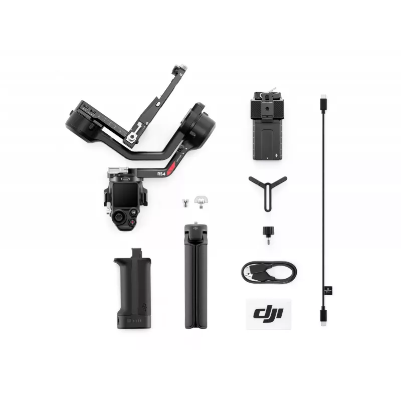 Estabilizador de câmara de mão DJI RS4, caixa de alumínio, bateria 12h, 1,066 kg, preto