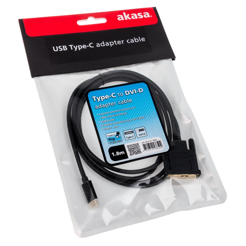 Akasa cabo adaptador de USB Type-C para DVI, preto (AK-CBCA10-18BK)