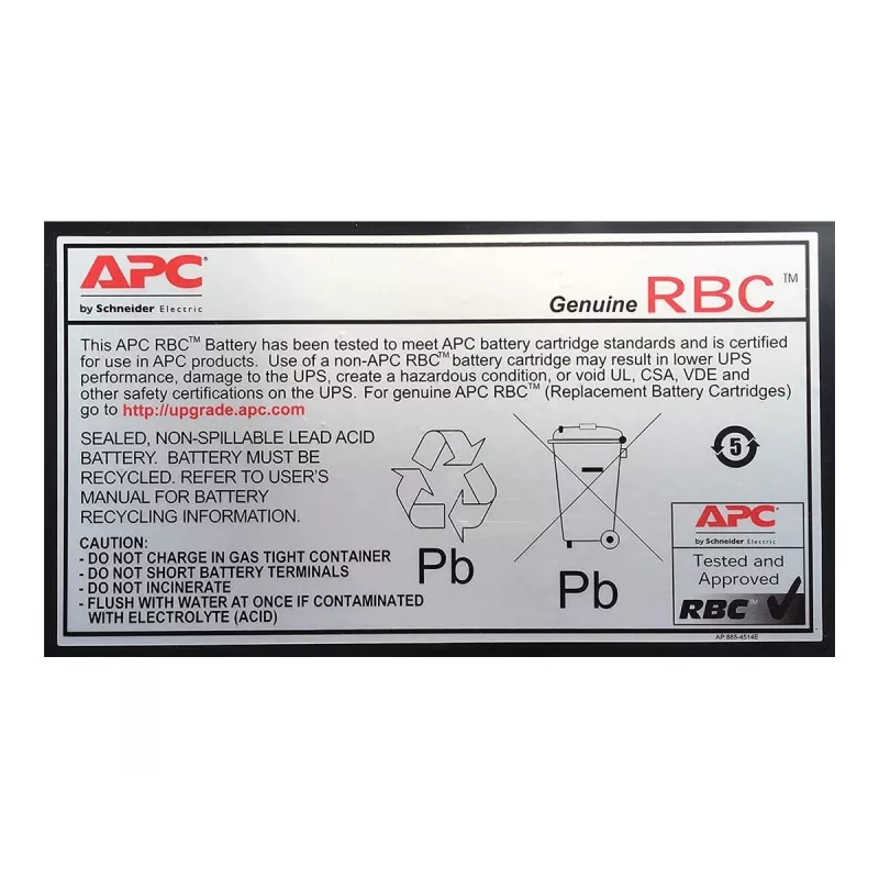 Cartucho de substituição de bateria APC APCRBC110 (OEM), Chumbo-ácido selado (VRLA), 1 unid., 84 VAh, Preto, RoHS, 2,5 kg