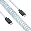 Cabo espiral Aviator Akyga AK-USB-49 USB-C para USB-C com ficha GX16, USB 2.0, 3 m, branco