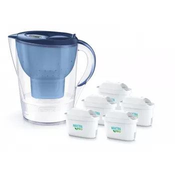 Jarra com filtro de água BRITA Marella XL com 5 cartuchos MAXTRA PRO, azul