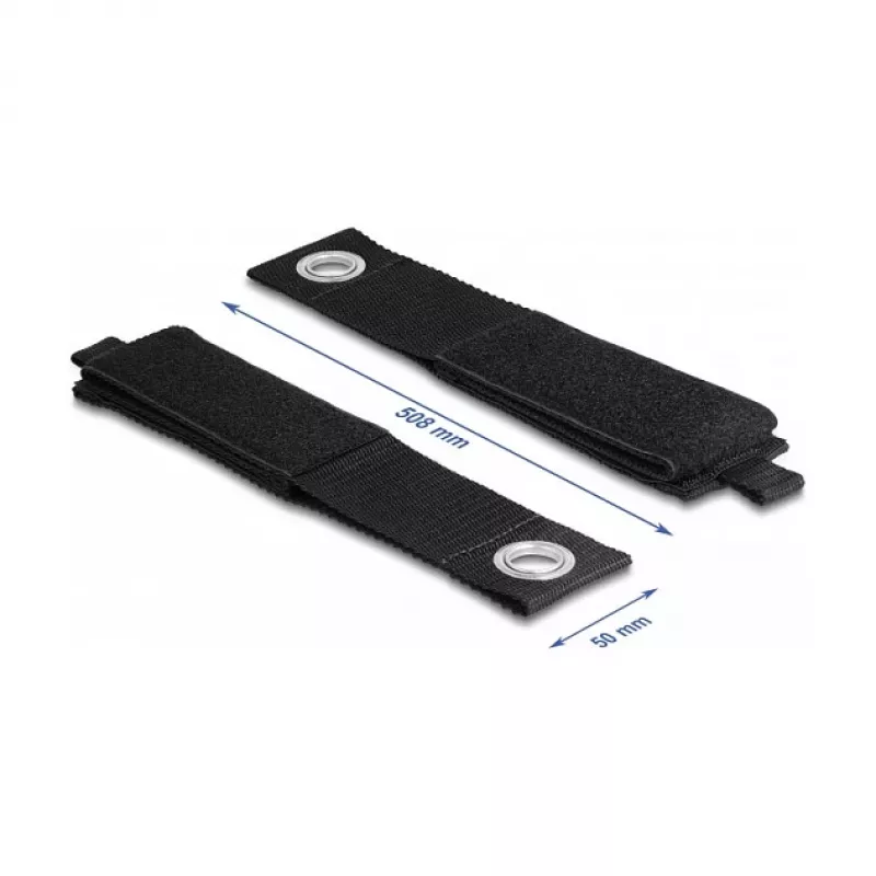 Fita de velcro heavy-duty DeLOCK 508x50mm preta 5 unid.