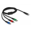 Cabo de Carregamento USB DeLOCK 3-em-1 USB Type-C para Lightning Micro-USB 1 m
