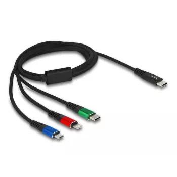 Cabo de Carregamento USB DeLOCK 3-em-1 USB Type-C para Lightning Micro-USB 1 m