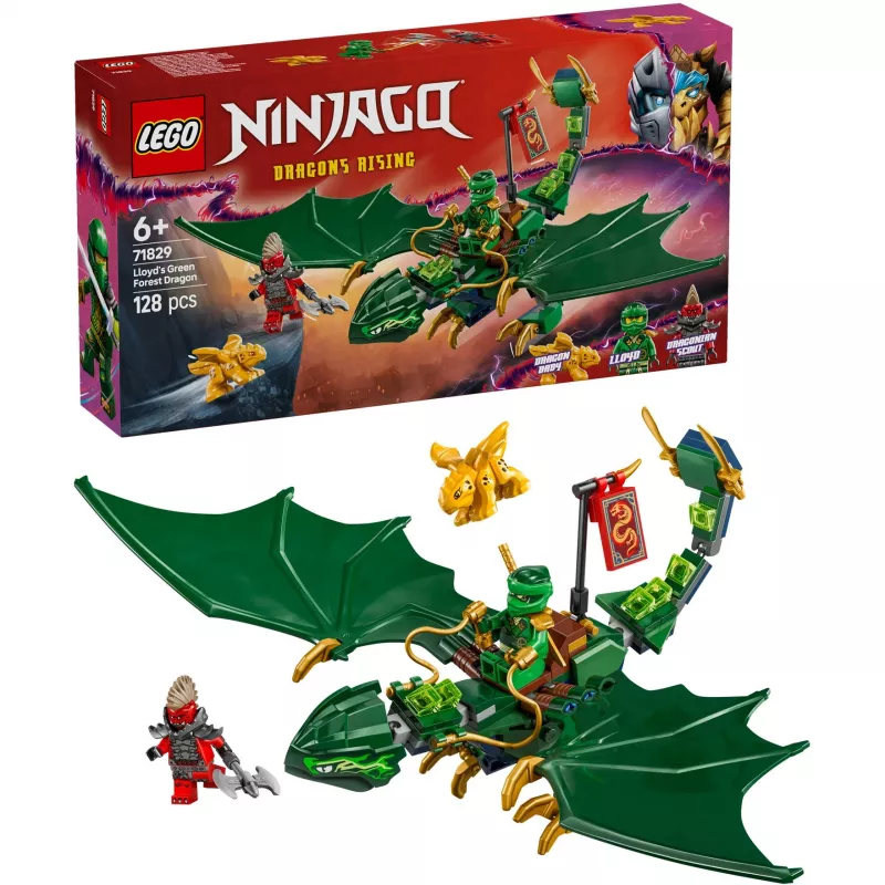 Brinquedo de construção LEGO NINJAGO 71829 Dragão da Floresta Verde do Lloyd, 128 peças, 2 minifiguras, a partir de 6 anos