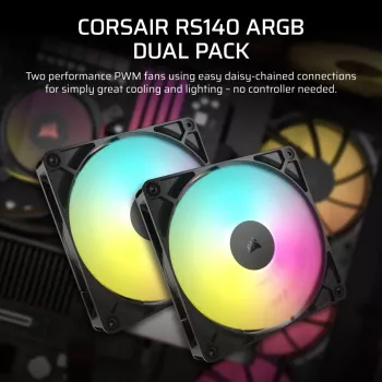 Ventoinha Corsair RS140 ARGB 14 cm preta 330-1700 RPM