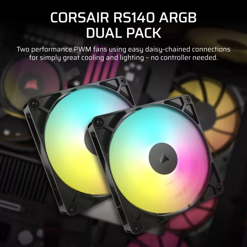Ventoinha Corsair RS140 ARGB 14 cm preta 330-1700 RPM