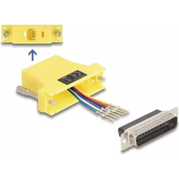 Conjunto de montagem DeLOCK D-Sub 25 pinos macho para RJ12 fêmea amarelo
