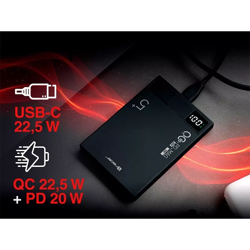 Tracer AirMag1 Polímero de lítio (LiPo) 5000 mAh carregamento sem fios preto