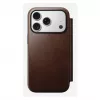Capa para telemóvel Nomad Modern Leather Folio para iPhone 17 Pro, pele/alumínio, 16 cm (6,3 polegadas) castanha, 4 compartimentos para cartões