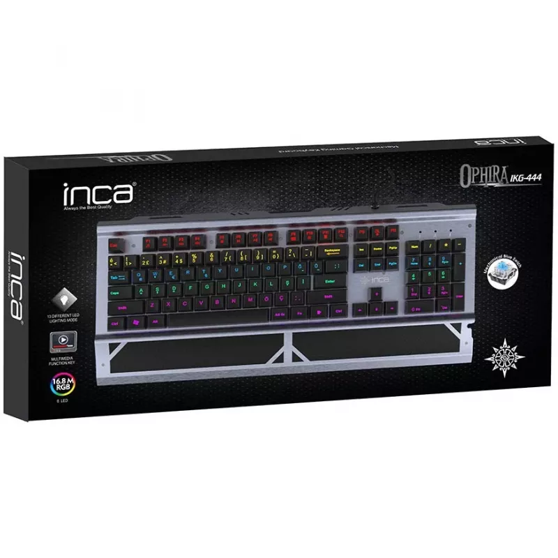 Teclado Gaming Incase IKG-444 Mecânico, RGB, layout alemão retail
