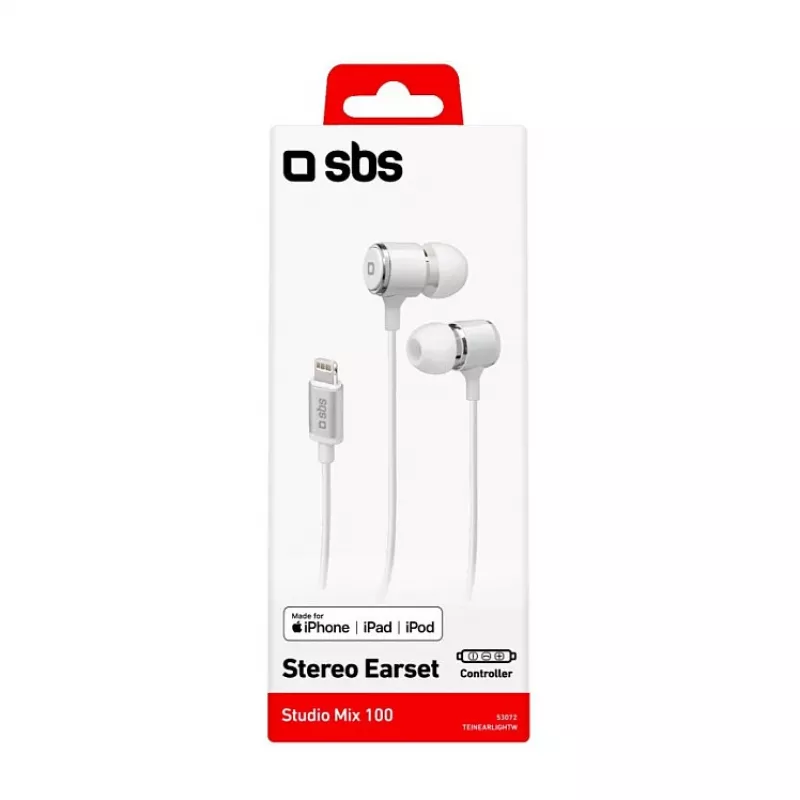 SBS TEINEARLIGHTW - Auscultadores - In-Ear - Chamadas e música - Branco - Botão - Buttons