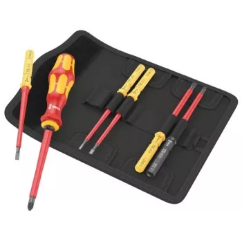 Wera 05006601001 Kraftform Kompakt VDE 7 Universal 2 Tool Finder conjunto de chaves de fendas, 7 peças, 817 VDE suporte de lâminas intercambiáveis Kraftform + 6 lâminas intercambiáveis VDE, IEC 60900, com bolsa de cinto