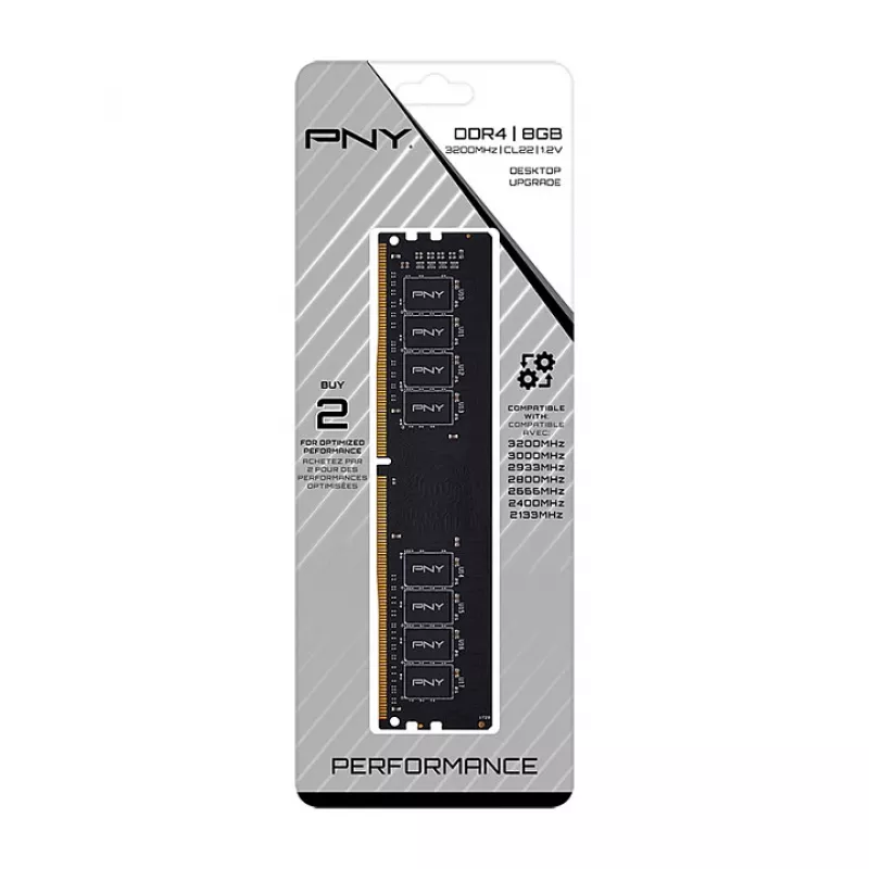 PNY MD8GSD43200-TB - 8 GB - 1 x 8 GB - DDR4 - 3200 MHz - DIMM 288 pinos