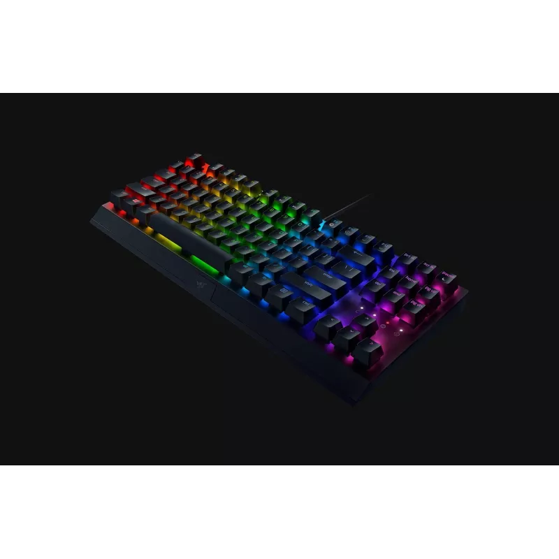 Teclado mecânico gaming Razer BlackWidow V3 Tenkeyless — USB, QWERTY US, interruptores Razer Yellow, retroiluminação RGB, preto