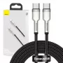 Cabo USB‑C para USB‑C Baseus Cafule Metal – 2 m, 100W de potência de carregamento, USB 2.0 (480 Mbit/s), contactos zincados, preto
