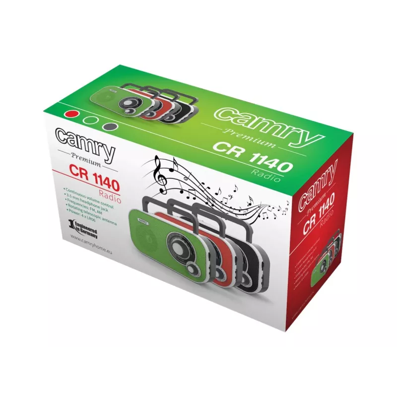 Camry CR 1140b rádio portátil, AM/FM, analógico, preto/cinzento