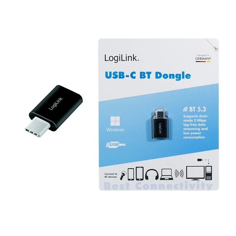 LogiLink BT0048A adaptador USB-C Bluetooth 5.3, alcance de 20 m, preto