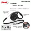 Trella retrátil Flexi New CLASSIC 8 m preta para cão