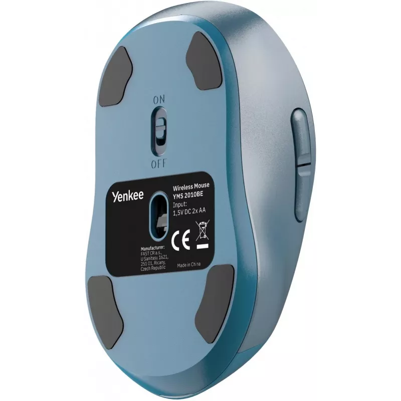 Rato sem fios YENKEE YMS2010BE dual-mode ergonómico, recetor USB 2,4 GHz + Bluetooth 5.1, DPI de 4 níveis 1000–3200, 6 botões