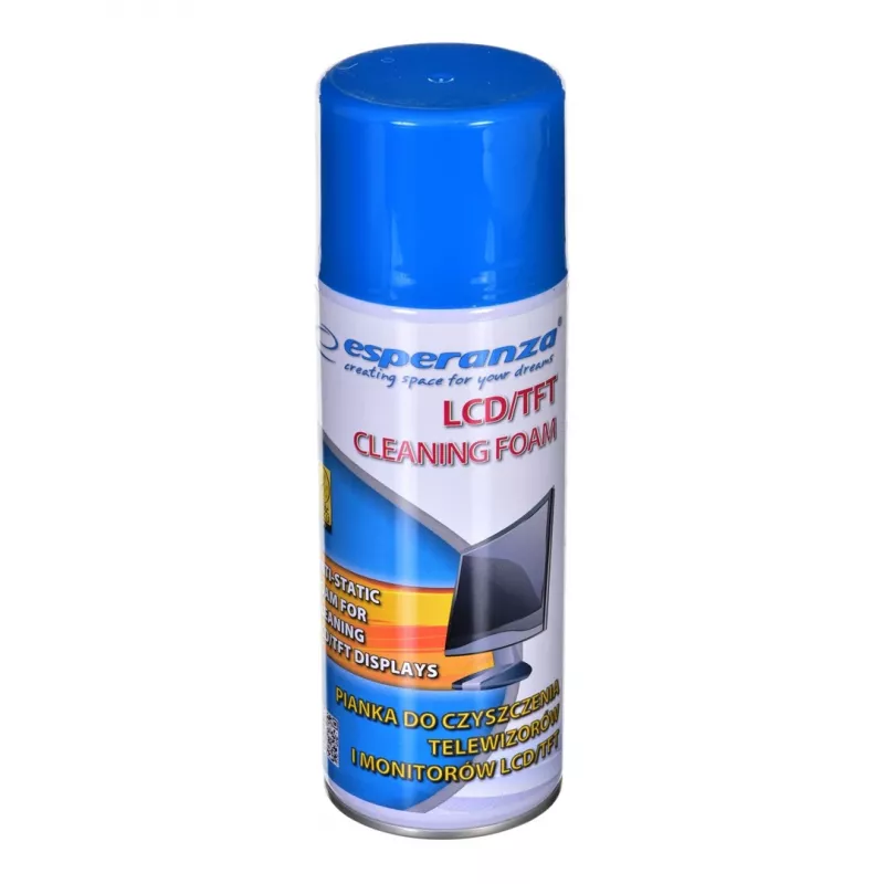 Espuma de limpeza de equipamentos ESPERANZA ES119 — 400 ml para ecrãs LCD/TFT/Plasma, multicolor