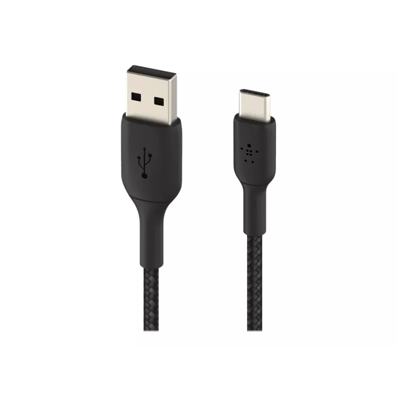 Cabo entrançado USB-C para USB-A 15 cm preto