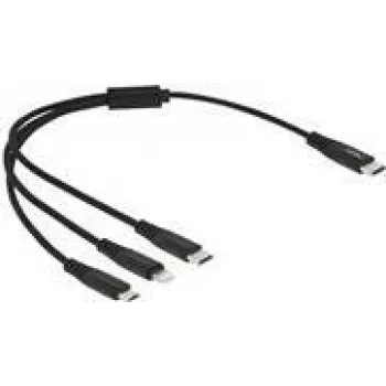 Cabo de carregamento USB DeLOCK 3-em-1 USB Type-C para Lightning Micro USB 30 cm