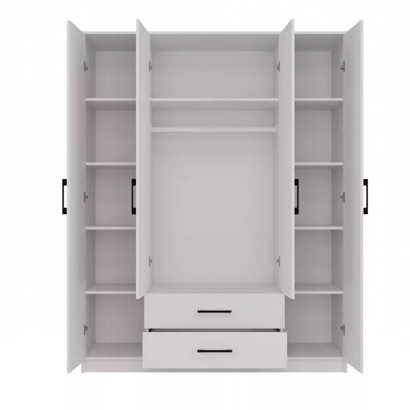 Topeshop ROMANA 160 BIEL KPLB Roupeiro/armário de quarto 11 prateleiras 4 porta(s) branco