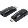 Kit extensor HDMI sobre Ethernet compacto Manhattan 1080p@60Hz, prolonga sinais até 60 m com um único cabo Ethernet Cat6, transmissor e recetor incluídos, Power over Cable, design ultrafino, três anos de garantia, preto