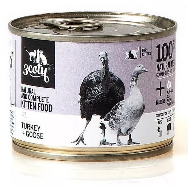 3COTY com peru e ganso comida húmida para gatinhos 180 g