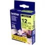 Fita de etiquetagem plastificada brilhante Brother - 12 mm, preto/amarelo fita de etiquetagem TZ