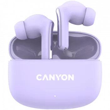 Auscultadores Canyon TWS-9 CNS-TWS9P – True Wireless – Bluetooth 5.4 – In-Ear – 6h + 30h de autonomia – estojo de carregamento USB-C – controlo tátil – roxo
