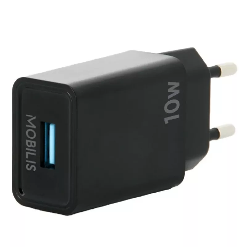 Mobilis - Fonte de alimentação - rápida - 10,5 Watt - QC (USB) - preto - Europa (001360)
