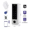 Fechadura de código Qoltec 52448 TITAN com leitor de impressão digital | RFID | BT 4.0 | código | cartão | porta-chaves | campainha | IP68 | EM